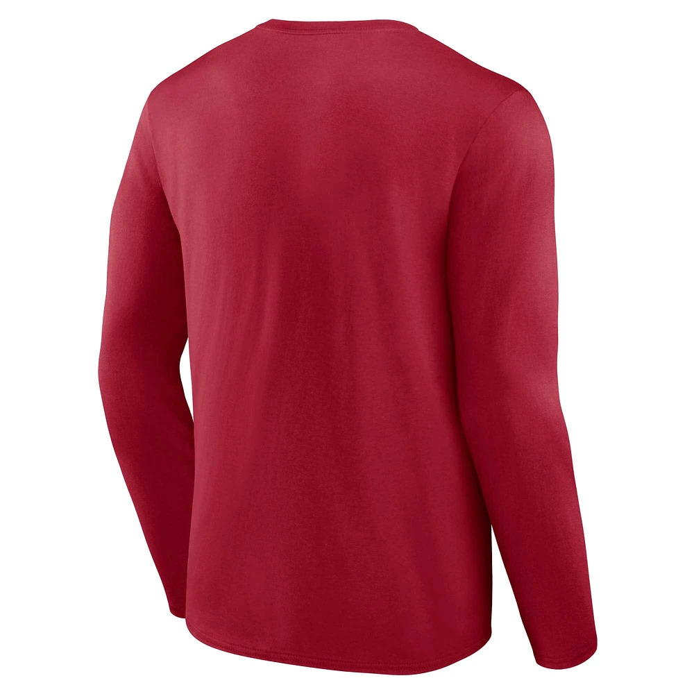 Men's Fanatics Crimson Oklahoma Sooners Distressed Arch Over Logo Long Sleeve T-Shirt