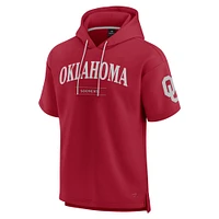 Men's Fanatics Crimson Oklahoma Sooners Ready Short Sleeve Pullover Hoodie