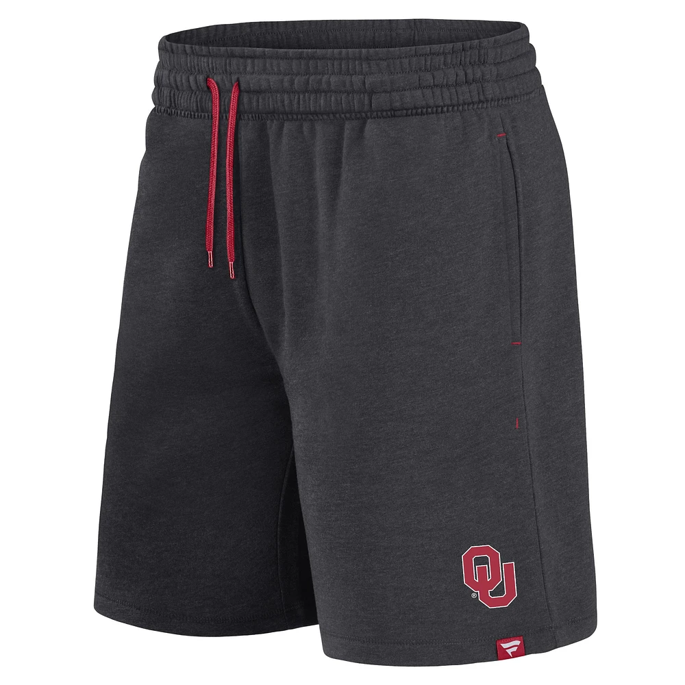 Men's Fanatics Heather Charcoal Oklahoma Sooners Primary Logo Shorts