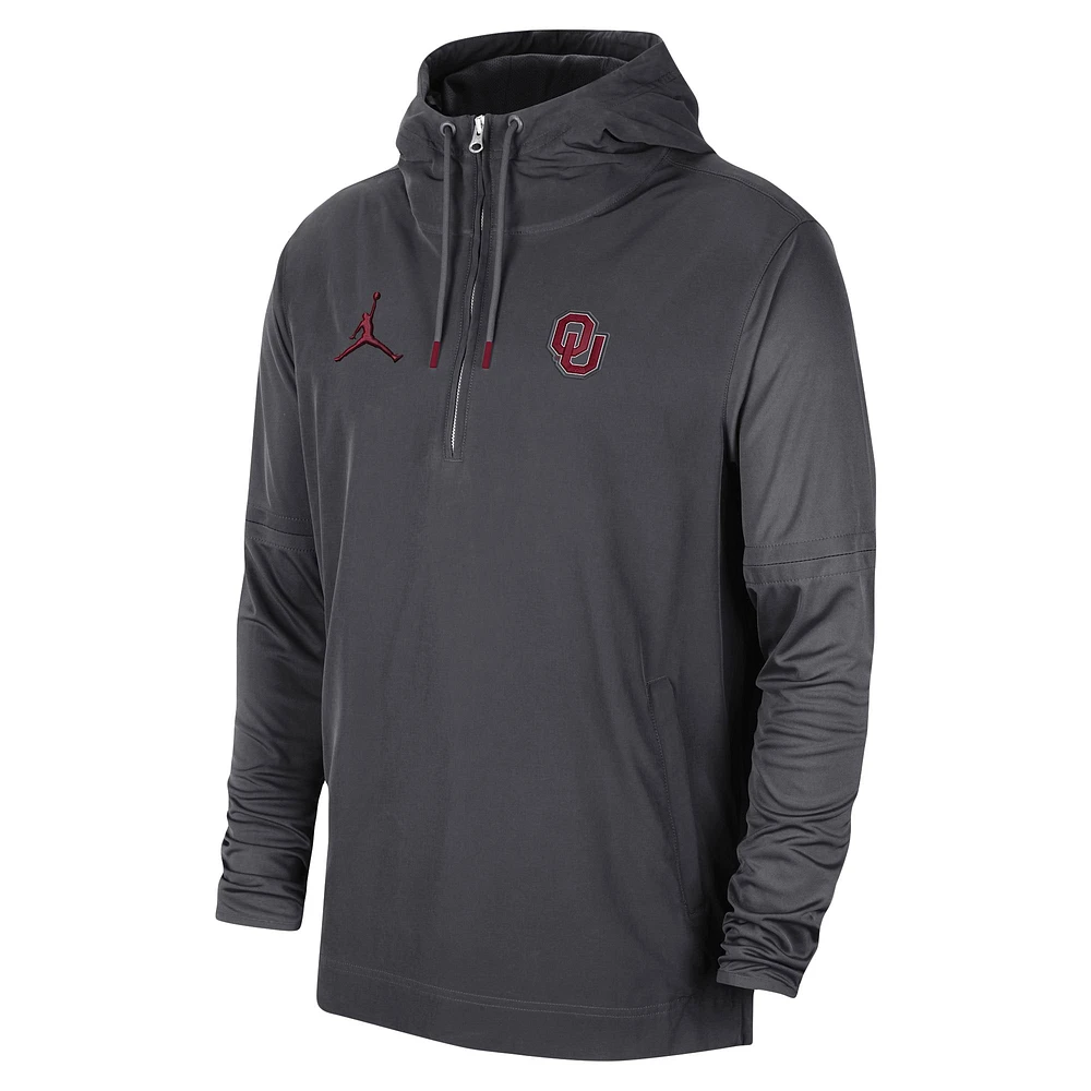 Men's Jordan Brand Anthracite Oklahoma Sooners Player Half-Zip Jacket