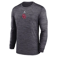 Men's Jordan Brand Black Oklahoma Sooners 2025 Sideline Velocity Performance Long Sleeve T-Shirt