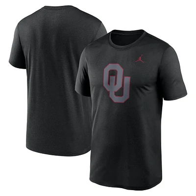 T-shirt Jordan Brand noir pour homme, logo Legend Performance des Oklahoma Sooners