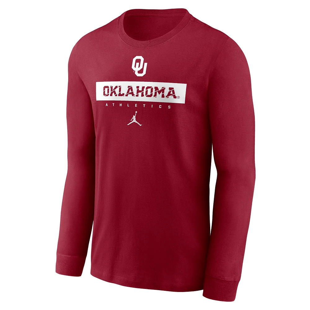 Men's Jordan Brand Crimson Oklahoma Sooners 2024 Sideline Legend Performance Long Sleeve T-Shirt