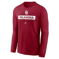 Men's Jordan Brand Crimson Oklahoma Sooners 2024 Sideline Legend Performance Long Sleeve T-Shirt