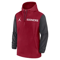 Men's Jordan Brand Crimson Oklahoma Sooners 2024 Sideline Pregame Player Half-Zip Hoodie