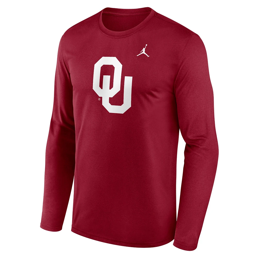 Men's Jordan Brand Crimson Oklahoma Sooners Primetime Primary Legend Long Sleeve T-Shirt