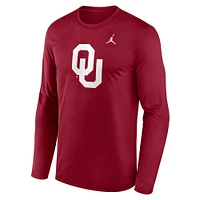 Men's Jordan Brand Crimson Oklahoma Sooners Primetime Primary Legend Long Sleeve T-Shirt