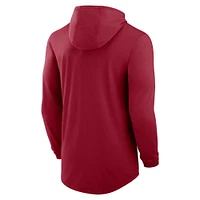 Men's Jordan Brand Crimson Oklahoma Sooners Primetime Tri-Blend Performance Long Sleeve Hoodie T-Shirt