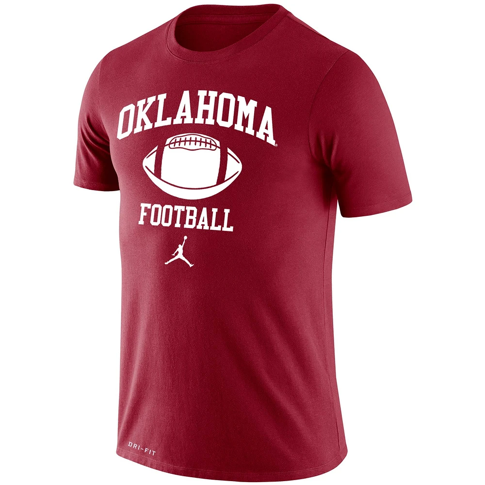 Men's Jordan Brand Crimson Oklahoma Sooners Retro Football Lockup Legend Performance T-Shirt