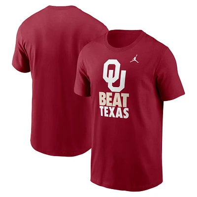 T-shirt Jordan Brand Crimson pour homme avec le logo rivalité des Oklahoma Sooners