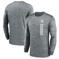 Men's Jordan Brand Gray Oklahoma Sooners 2024 Sideline Velocity Performance Long Sleeve T-Shirt