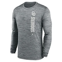 Men's Jordan Brand Gray Oklahoma Sooners 2024 Sideline Velocity Performance Long Sleeve T-Shirt