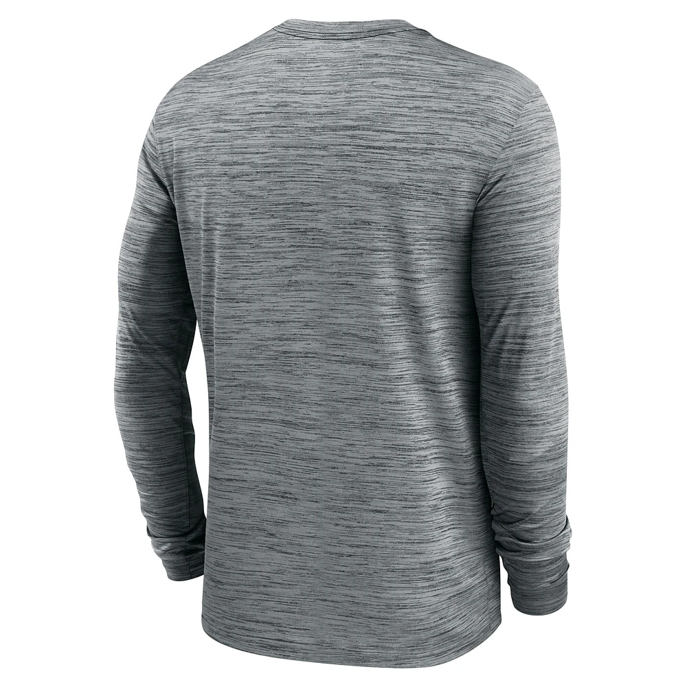 Men's Jordan Brand Gray Oklahoma Sooners 2024 Sideline Velocity Performance Long Sleeve T-Shirt