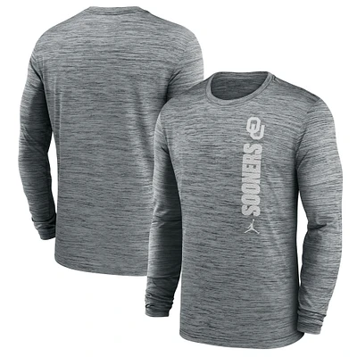 Men's Jordan Brand Gray Oklahoma Sooners 2024 Sideline Velocity Performance Long Sleeve T-Shirt
