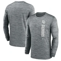 Men's Jordan Brand Gray Oklahoma Sooners 2024 Sideline Velocity Performance Long Sleeve T-Shirt