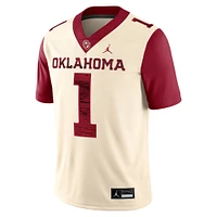 Men's Jordan Brand #1 Natural Oklahoma Sooners Alternate Game Jersey