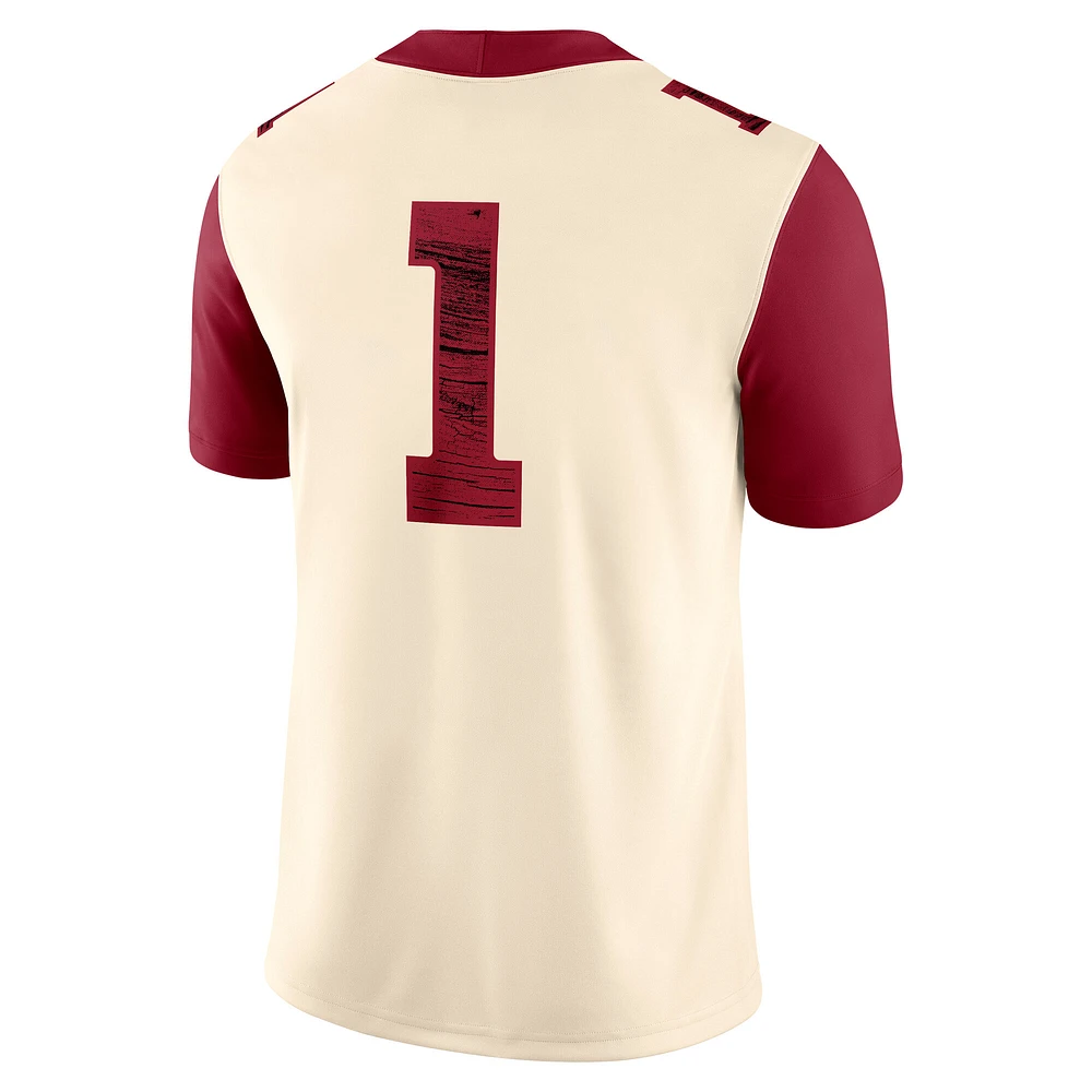 Men's Jordan Brand #1 Natural Oklahoma Sooners Alternate Game Jersey