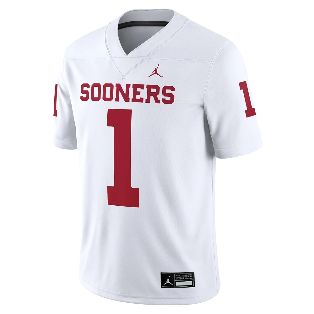 Men's Jordan Brand #1 White Oklahoma Sooners Game Jersey