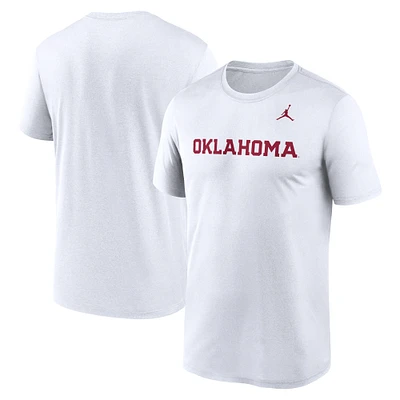 T-shirt Jordan Brand blanc pour homme avec logo Primetime Legend des Oklahoma Sooners