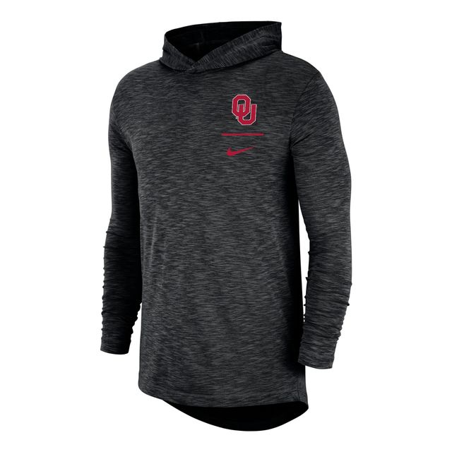 T-shirt à capuche et manches longues flammé Nike Oklahoma Sooners Performance pour homme, noir