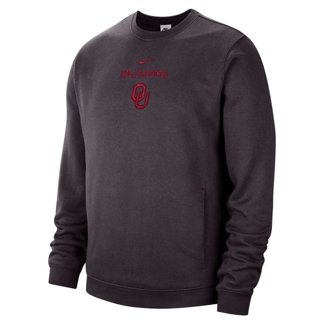 Sweat à capuche Nike Oklahoma Sooners Campus Block Club gris anthracite pour homme