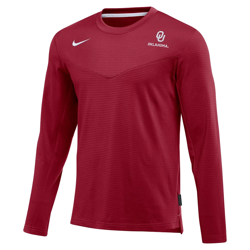 Men's Nike Crimson Oklahoma Sooners 2022 Game Day Sideline Performance Long Sleeve T-Shirt