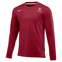 Men's Nike Crimson Oklahoma Sooners 2022 Game Day Sideline Performance Long Sleeve T-Shirt