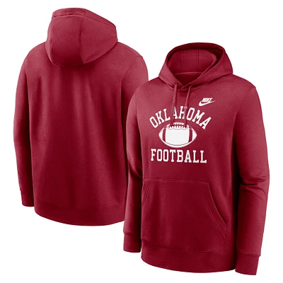 Sweat à capuche en polaire Nike Crimson Oklahoma Sooners Legacy Football Icon Club pour homme