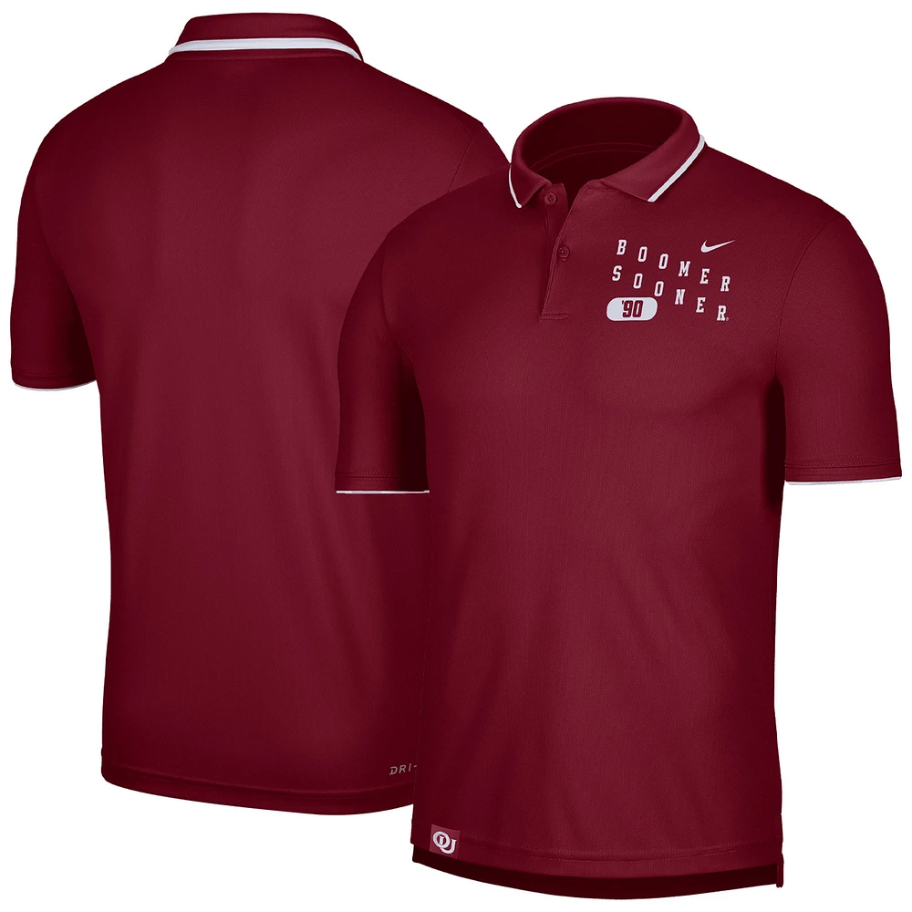 Polo Performance Oklahoma Sooners Wordmark pour Homme Nike Cramoisi