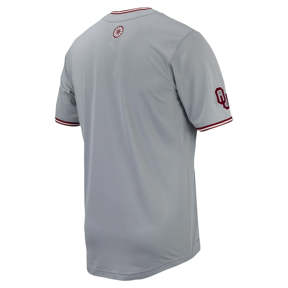 Men's Nike Gray Oklahoma Sooners Replica Full-Button Baseball Jersey