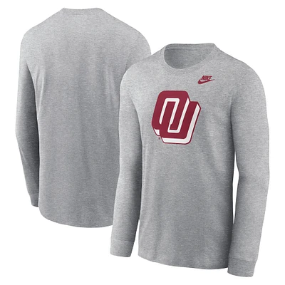 T-shirt à manches longues Nike Heather Grey pour homme avec logo alternatif des Oklahoma Sooners