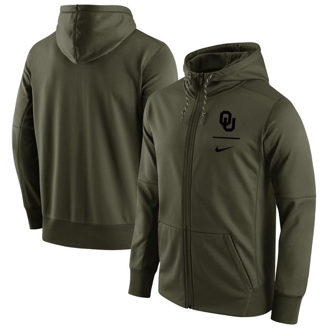 Sweat à capuche entièrement zippé Performance Oklahoma Sooners Nike Olive pour Homme