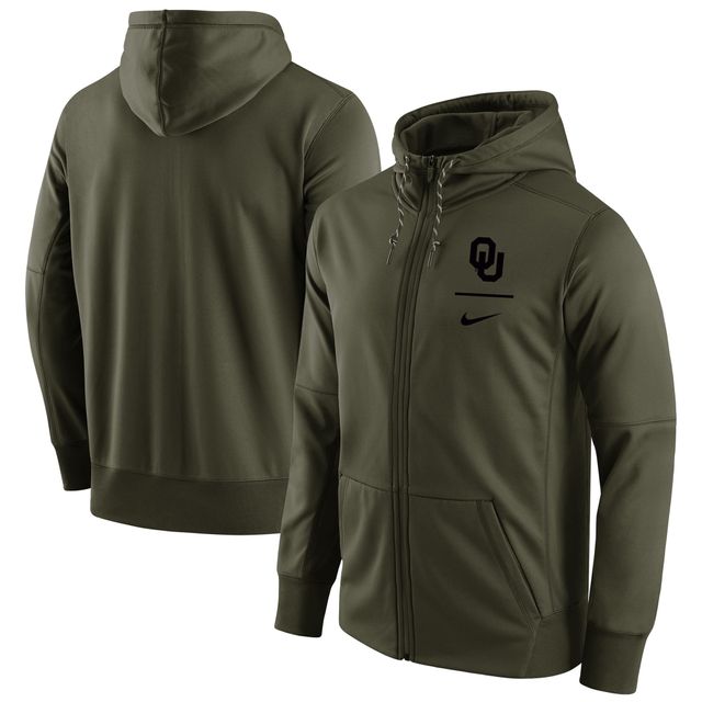 Sweat à capuche entièrement zippé Performance Oklahoma Sooners Nike Olive pour Homme