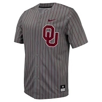 Men's Nike Steel Gray Oklahoma Sooners Pinstripe Replica Full-Button Baseball Jersey