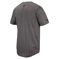 Men's Nike Steel Gray Oklahoma Sooners Pinstripe Replica Full-Button Baseball Jersey