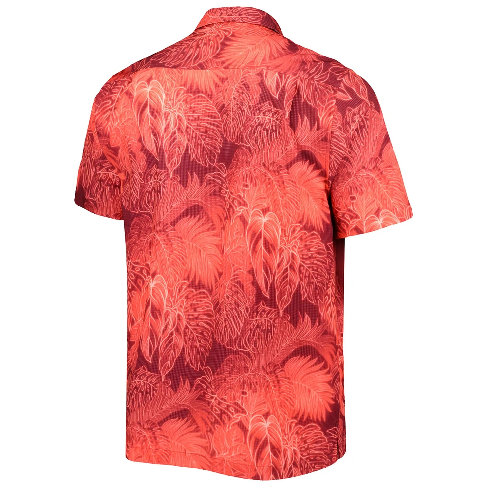 Men's Tommy Bahama Crimson Oklahoma Sooners Big & Tall Coast Luminescent Fronds IslandZone Button-Up Camp Shirt
