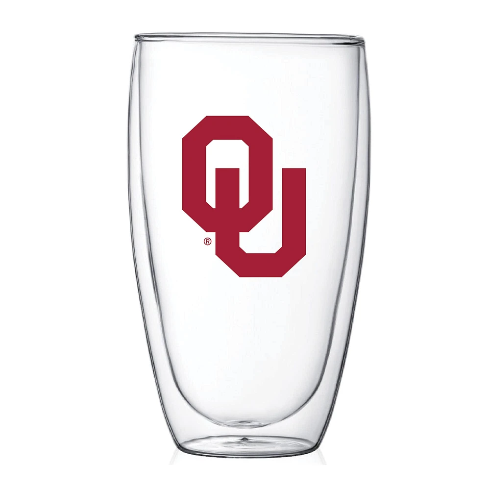 Oklahoma Sooners 15oz. Double Wall Thermo Glass