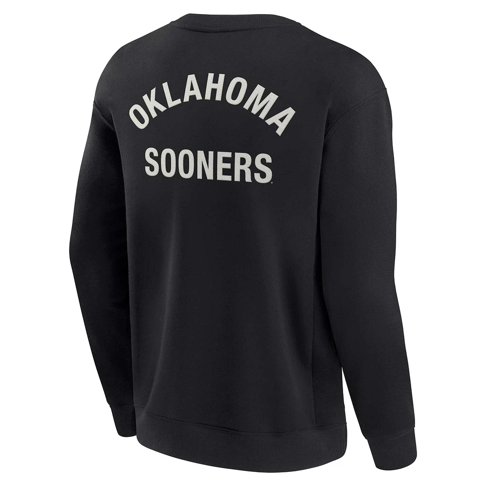 Unisex Fanatics Black Oklahoma Sooners Super Soft Pullover Crew Sweatshirt