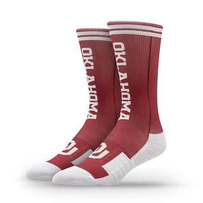 Chaussettes unisexes Strideline Premium Wordmark Crew des Oklahoma Sooners