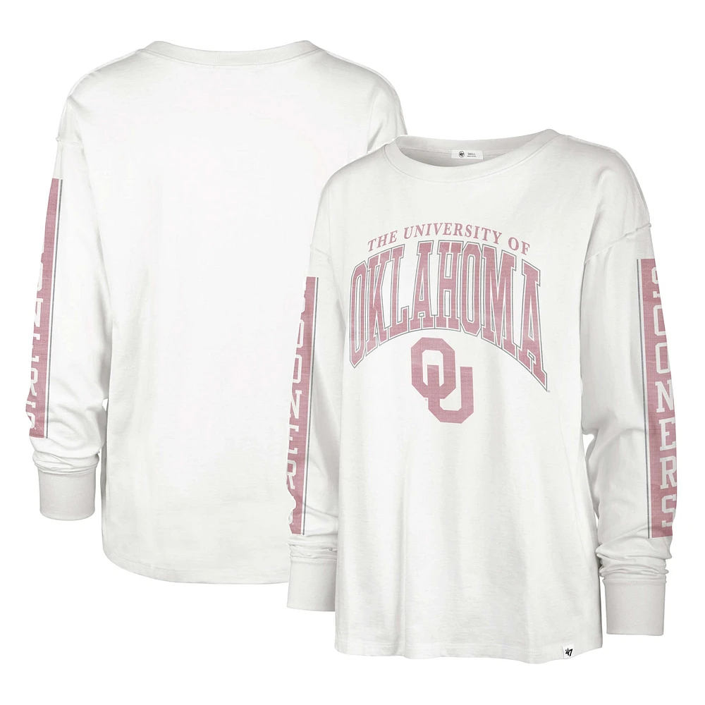 Women's '47 Cream Oklahoma Sooners Statement SOA 3-Hit Long Sleeve T-Shirt
