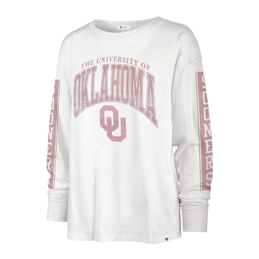 Women's '47 Cream Oklahoma Sooners Statement SOA 3-Hit Long Sleeve T-Shirt