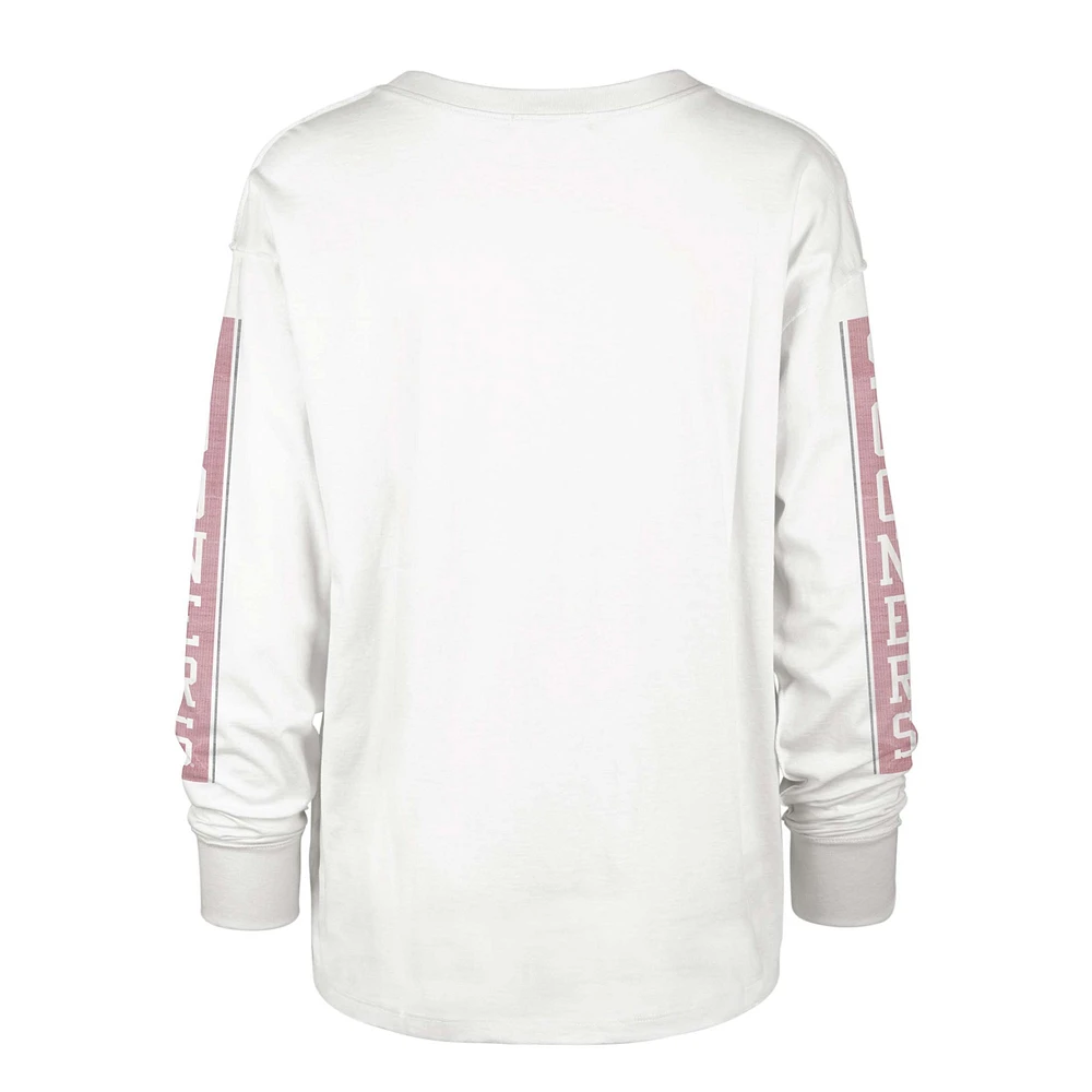 Women's '47 Cream Oklahoma Sooners Statement SOA 3-Hit Long Sleeve T-Shirt