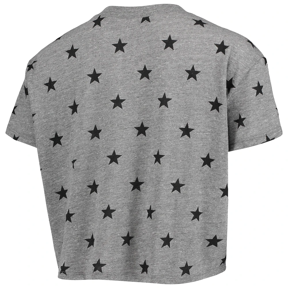 Women's Alternative Apparel Heathered Gray Oklahoma Sooners Headliner Stars Cropped Tri-Blend T-Shirt