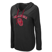 Women's Colosseum Black Oklahoma Sooners My Lover Lightweight Hooded Long Sleeve T-Shirt
