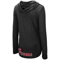 Women's Colosseum Black Oklahoma Sooners My Lover Lightweight Hooded Long Sleeve T-Shirt