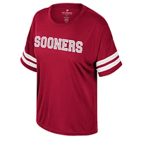 Women's Colosseum  Crimson Oklahoma Sooners Treasure Oversized Sequin T-Shirt