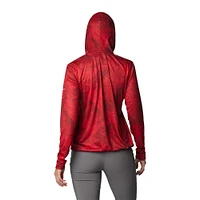 Women's Columbia  Crimson Oklahoma Sooners Summerdry Printed Long Sleeve Hoodie T-Shirt