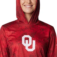 Women's Columbia  Crimson Oklahoma Sooners Summerdry Printed Long Sleeve Hoodie T-Shirt