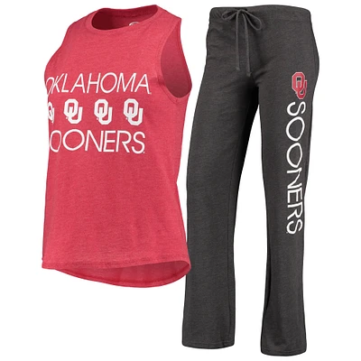 Concepts Sport Crimson/Charcoal Oklahoma Sooners Team Débardeur et pantalon Ensemble de nuit pour femme