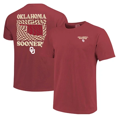 Women's Crimson Oklahoma Sooners Comfort Colors Checkered Mascot T-Shirt